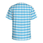 Blue And White Harlequin Pattern Print Men's Sports T-Shirt