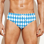 Blue And White Harlequin Pattern Print Men's Swim Briefs