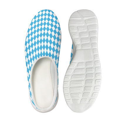 Blue And White Harlequin Pattern Print Mesh Casual Shoes