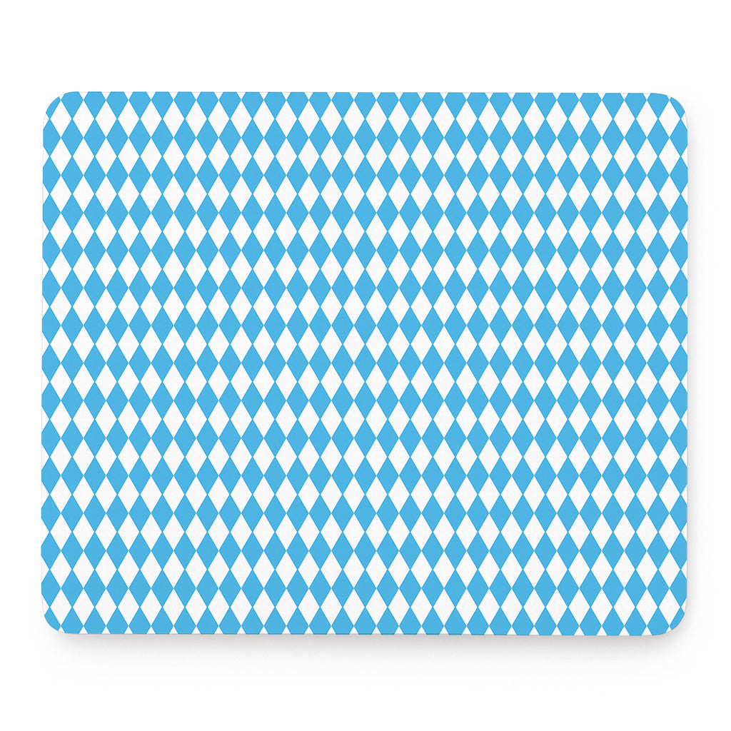 Blue And White Harlequin Pattern Print Mouse Pad