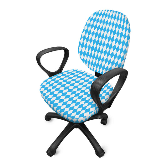 Blue And White Harlequin Pattern Print Office Chair Cover