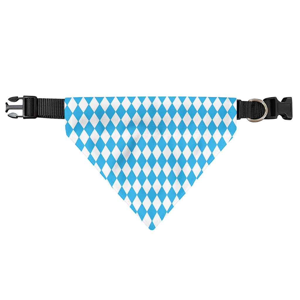 Blue And White Harlequin Pattern Print Over The Collar Dog Bandana