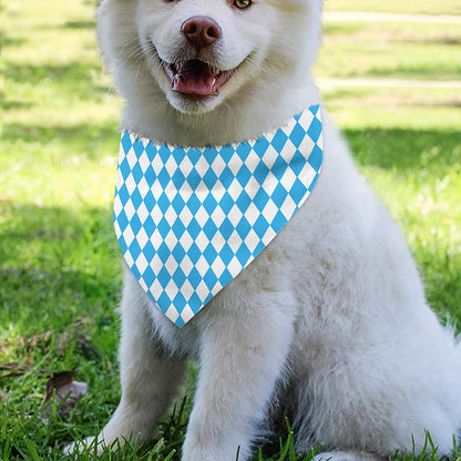 Blue And White Harlequin Pattern Print Over The Collar Dog Bandana