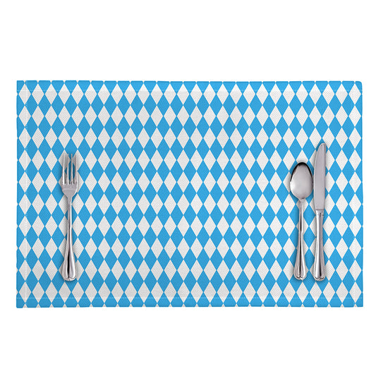 Blue And White Harlequin Pattern Print Placemat