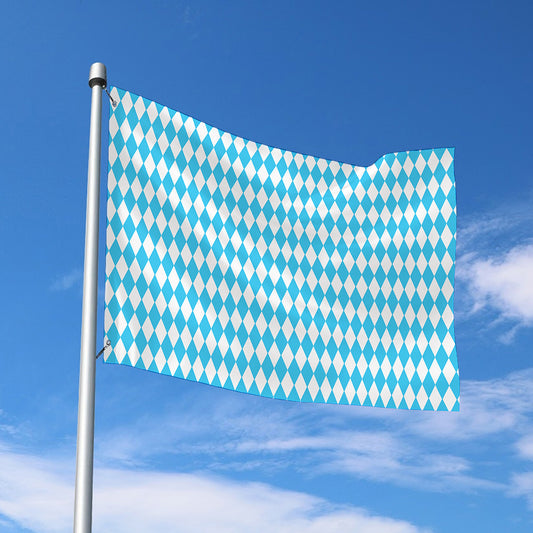 Blue And White Harlequin Pattern Print Polyester Flag