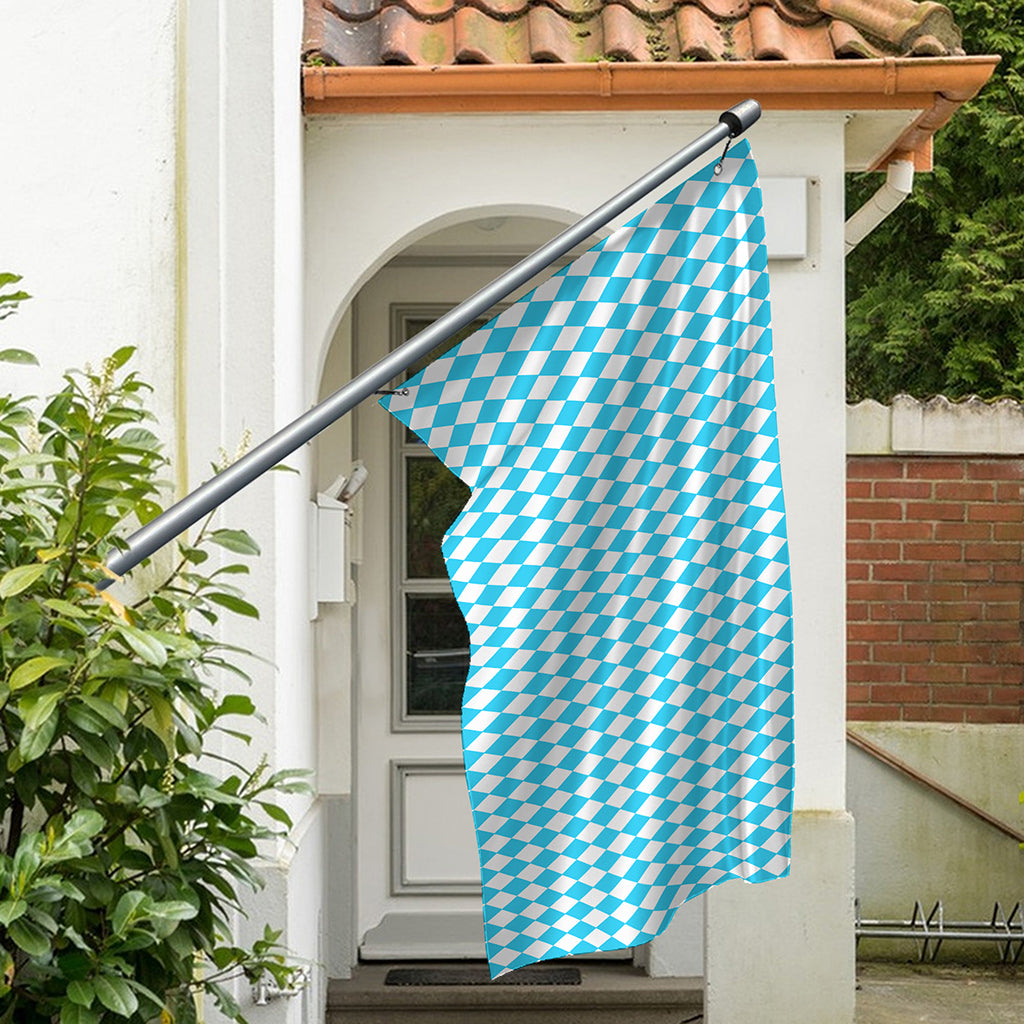 Blue And White Harlequin Pattern Print Polyester Flag