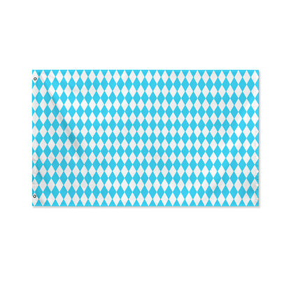Blue And White Harlequin Pattern Print Polyester Flag