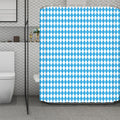 Blue And White Harlequin Pattern Print Polyester Shower Curtain