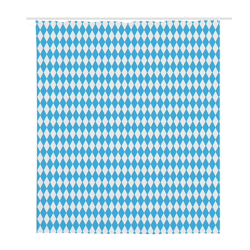 Blue And White Harlequin Pattern Print Polyester Shower Curtain