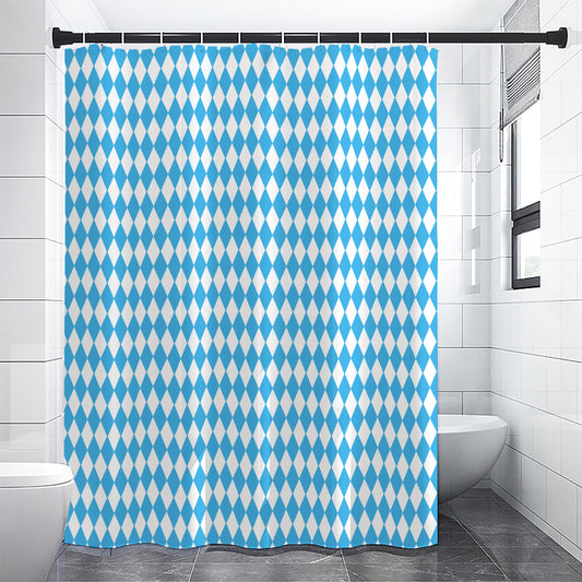 Blue And White Harlequin Pattern Print Premium Shower Curtain