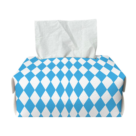 Blue And White Harlequin Pattern Print Rectangle Tissue Box Cover