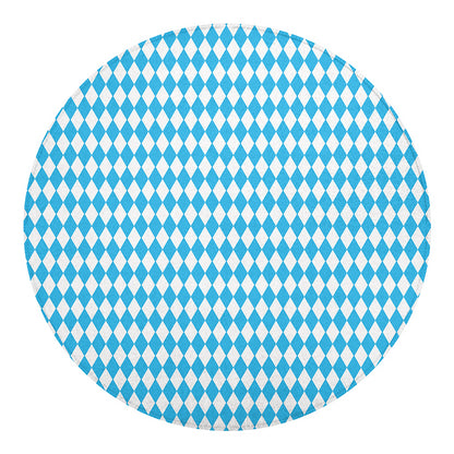 Blue And White Harlequin Pattern Print Round Blanket