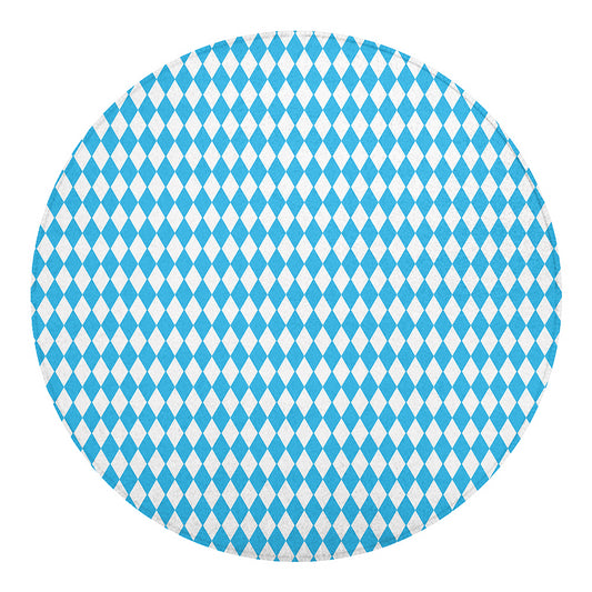 Blue And White Harlequin Pattern Print Round Blanket