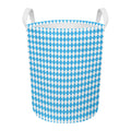 Blue And White Harlequin Pattern Print Round Laundry Basket