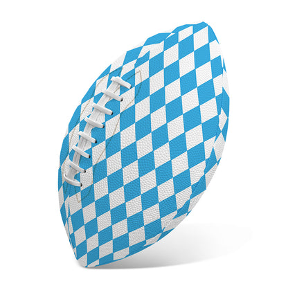 Blue And White Harlequin Pattern Print Rugby Ball
