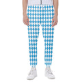 Blue And White Harlequin Pattern Print Joggers