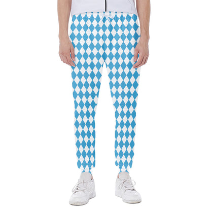 Blue And White Harlequin Pattern Print Scuba Joggers