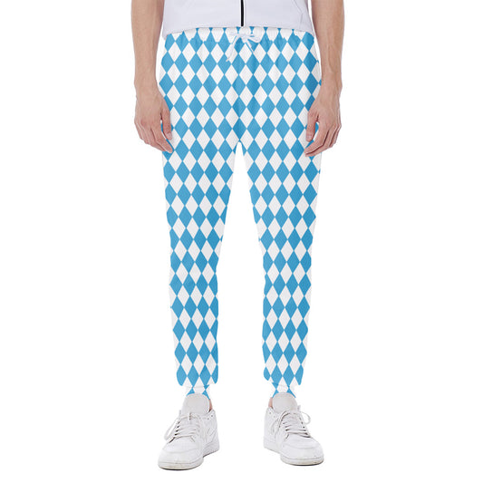 Blue And White Harlequin Pattern Print Scuba Joggers