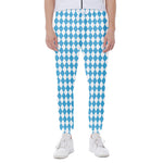 Blue And White Harlequin Pattern Print Scuba Joggers