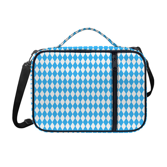 Blue And White Harlequin Pattern Print Shoulder Strap Bible Bag
