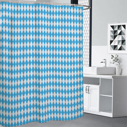 Blue And White Harlequin Pattern Print Shower Curtain