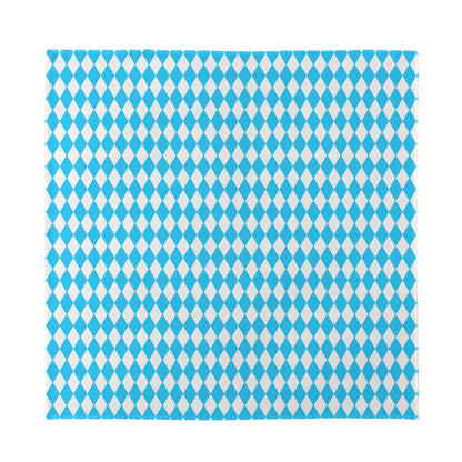 Blue And White Harlequin Pattern Print Silk Bandana