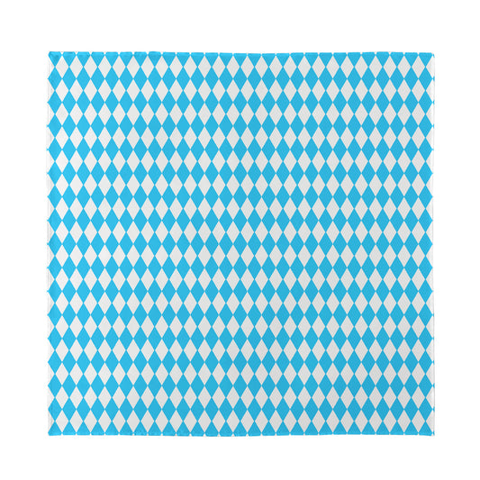 Blue And White Harlequin Pattern Print Silk Bandana