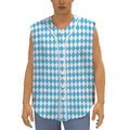Blue And White Harlequin Pattern Print Sleeveless Baseball Jersey