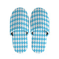 Blue And White Harlequin Pattern Print Slippers