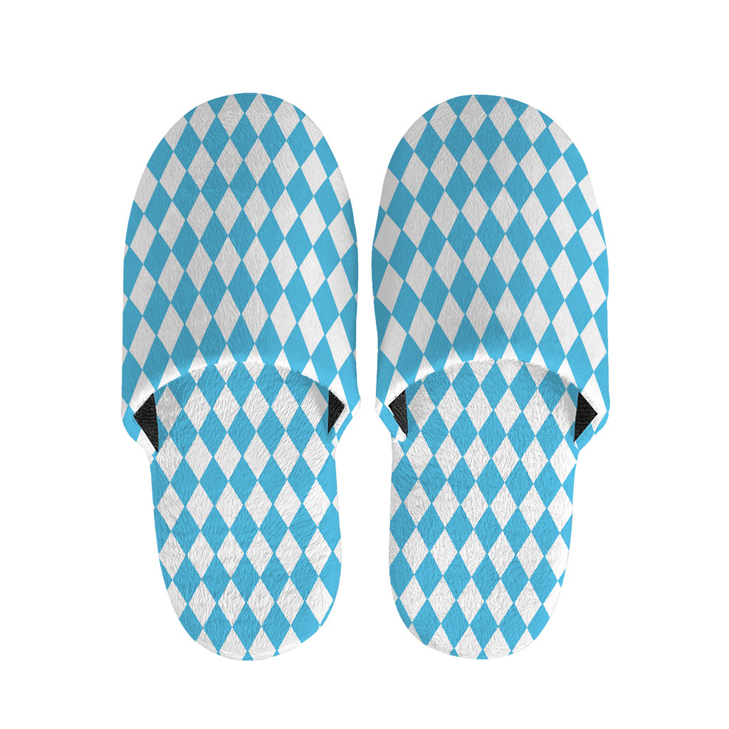 Blue And White Harlequin Pattern Print Slippers