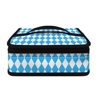Blue And White Harlequin Pattern Print Small Lunch Bag