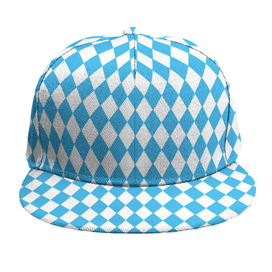 Blue And White Harlequin Pattern Print Snapback Cap