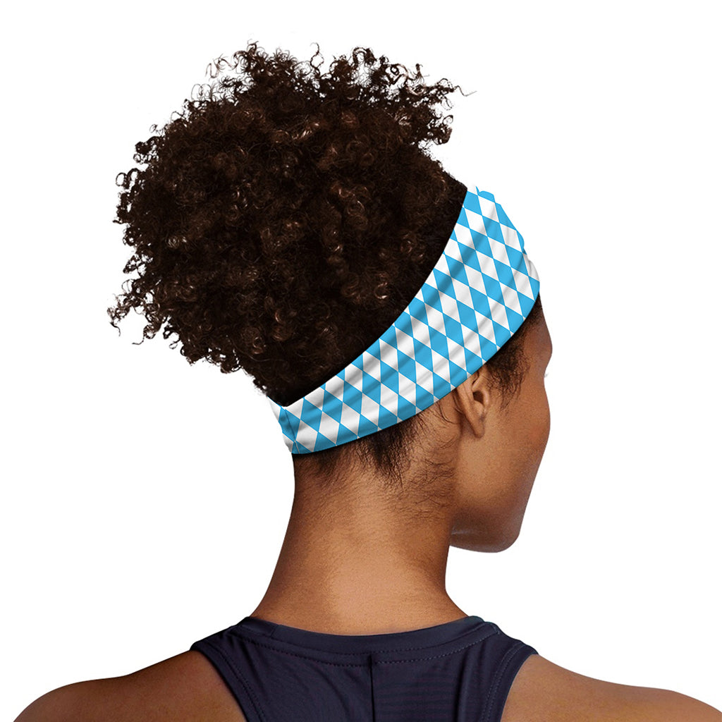 Blue And White Harlequin Pattern Print Sports Headband