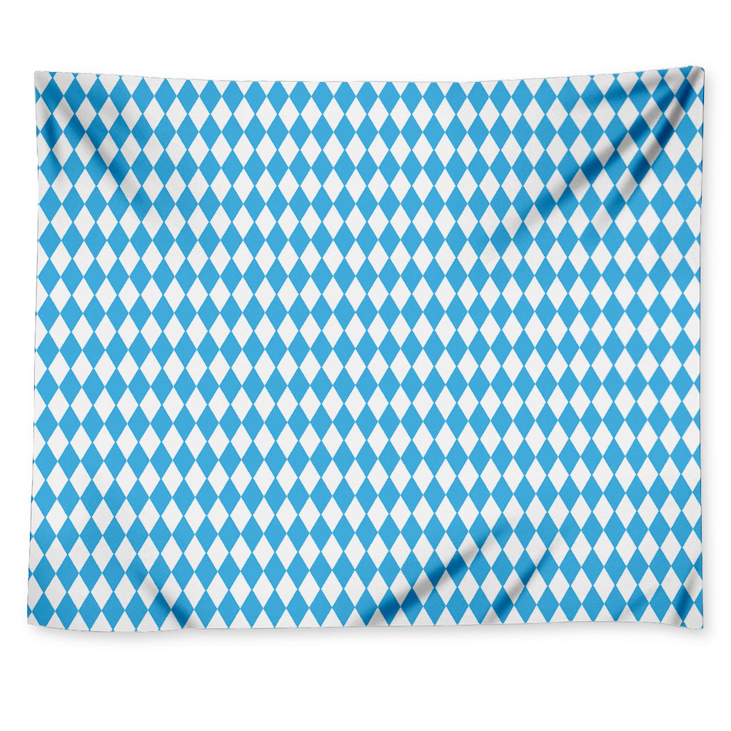 Blue And White Harlequin Pattern Print Tapestry