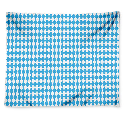 Blue And White Harlequin Pattern Print Tapestry