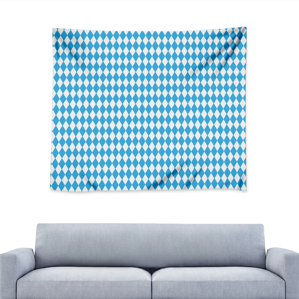Blue And White Harlequin Pattern Print Tapestry