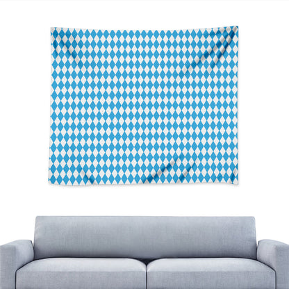 Blue And White Harlequin Pattern Print Tapestry