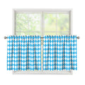 Blue And White Harlequin Pattern Print Tier Curtains