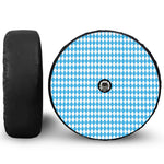 Blue And White Harlequin Pattern Print Tire Cover With Camera Hole