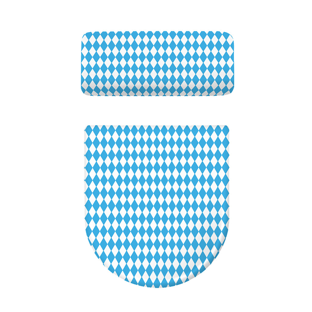 Blue And White Harlequin Pattern Print Toilet Lid And Tank Cover Set