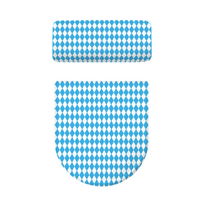 Blue And White Harlequin Pattern Print Toilet Lid And Tank Cover Set