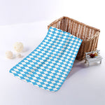 Blue And White Harlequin Pattern Print Towel