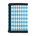 Blue And White Harlequin Pattern Print Trifold Wallet