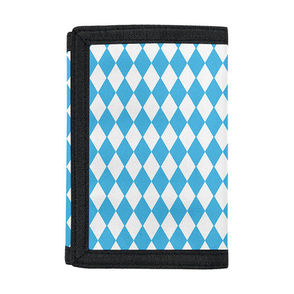 Blue And White Harlequin Pattern Print Trifold Wallet