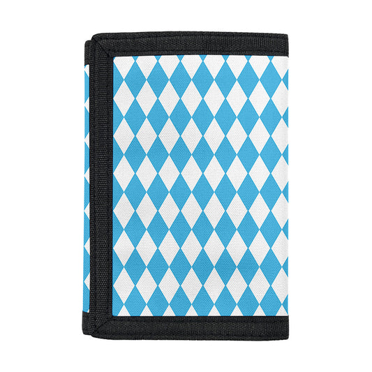 Blue And White Harlequin Pattern Print Trifold Wallet