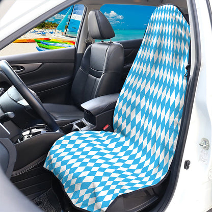 Blue And White Harlequin Pattern Print Waterproof Car Seat Cover