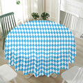 Blue And White Harlequin Pattern Print Waterproof Round Tablecloth