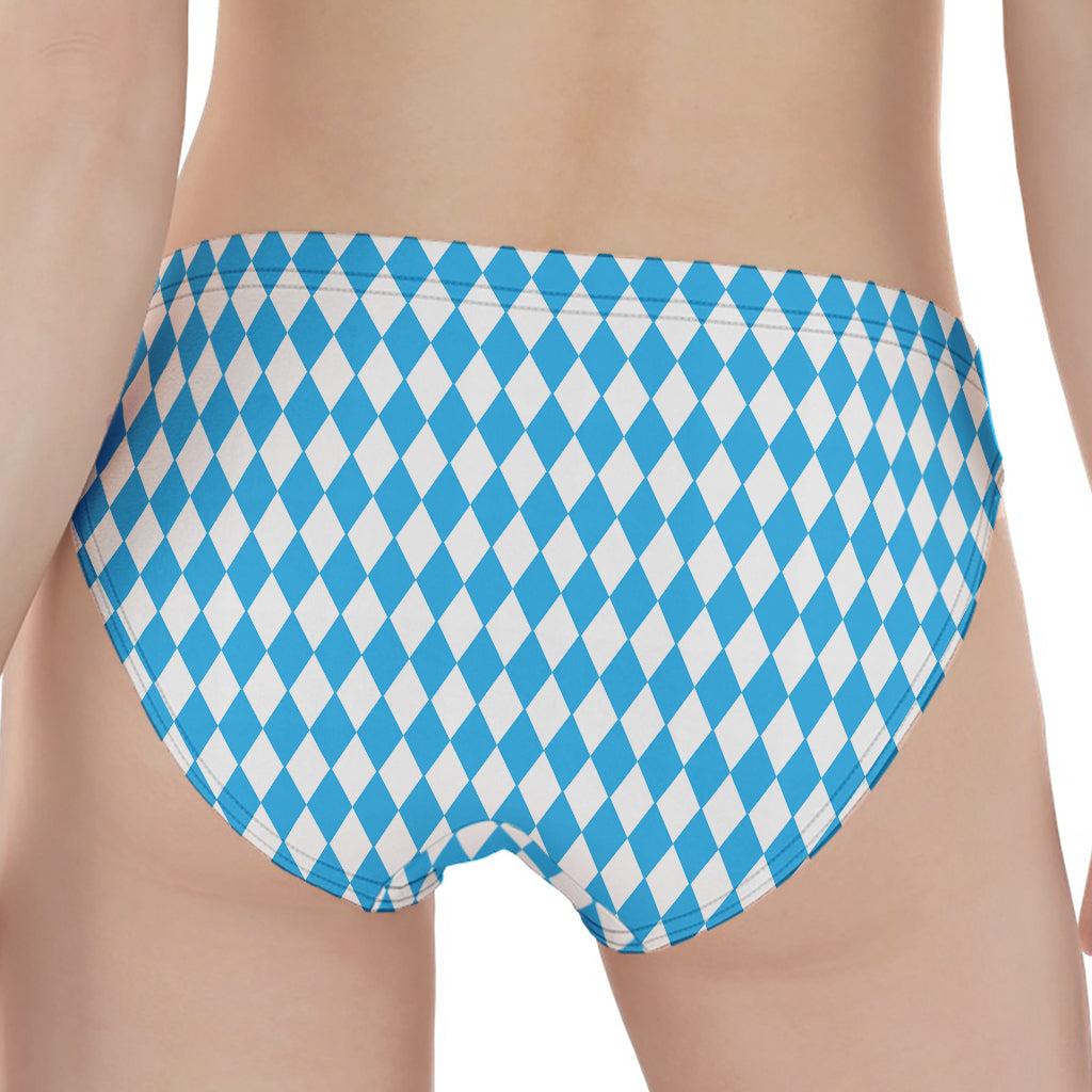 Blue And White Harlequin Pattern Print Women's Panties