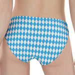 Blue And White Harlequin Pattern Print Women's Panties