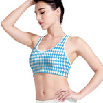 Blue And White Harlequin Pattern Print Women's Sports Bra